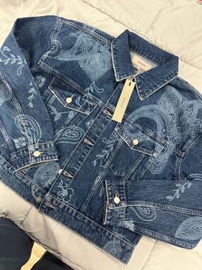 Hudson Jeans Blue Paisley-Print Denim Jacket